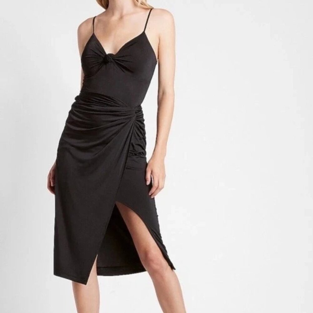 NWT Express Body Contour Twist Front Midi Skirt Black L Compression Sculpt